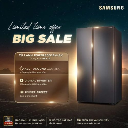 Tủ Lạnh 2 cánh side by side Inverter 680 Lít Samsung RS62R5001B4/SV
