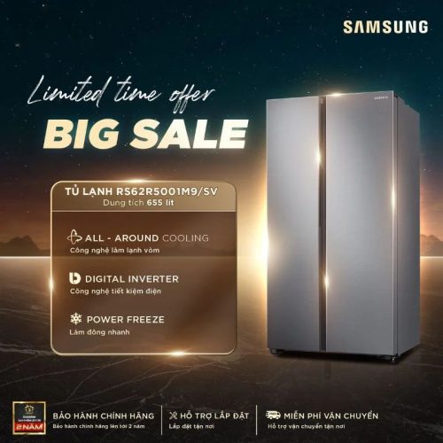 Tủ Lạnh 2 cánh side by side Inverter 680 Lít Samsung RS62R5001M9/SV