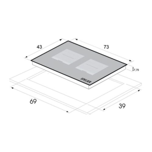 Bếp từ đôi Spelier SPE IC 1089B lắp âm 5 Kích thước bếp từ đôi Spelier SPE IC 1089B lắp âm