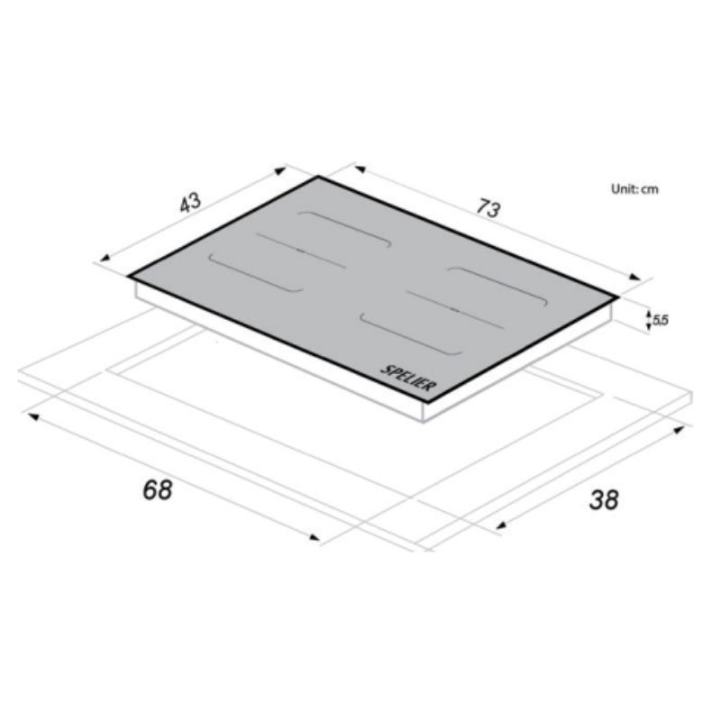 Bếp từ đôi Spelier SPM T100 WS lắp âm 4 Thiết kế của Bếp từ đôi Spelier SPM T100 WS