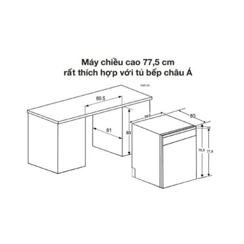 Máy rửa bát Spelier SP 14 DW-775B 6 Kích thước Máy rửa bát Spelier SP 14 DW-775B
