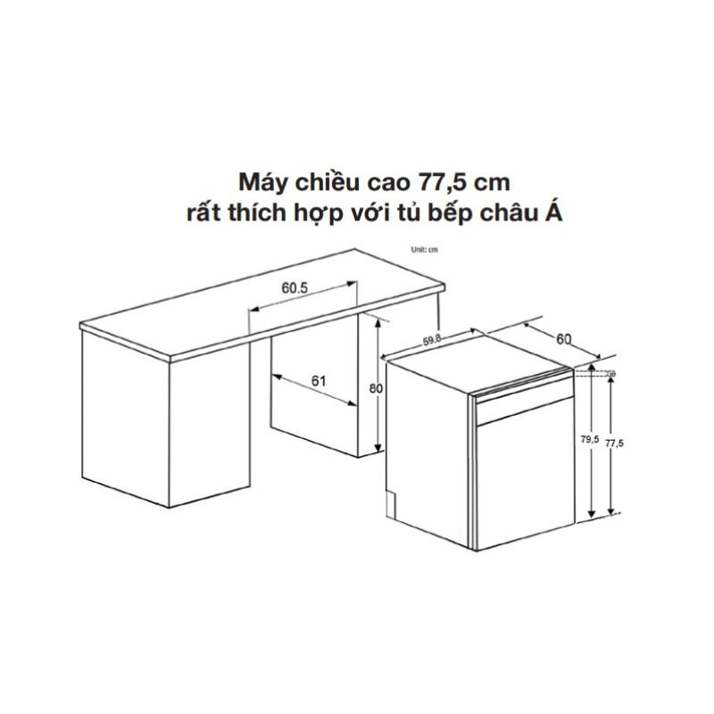 Máy rửa bát Spelier SP 14 DW-775B 4 Kích thước Máy rửa bát Spelier SP 14 DW-775B