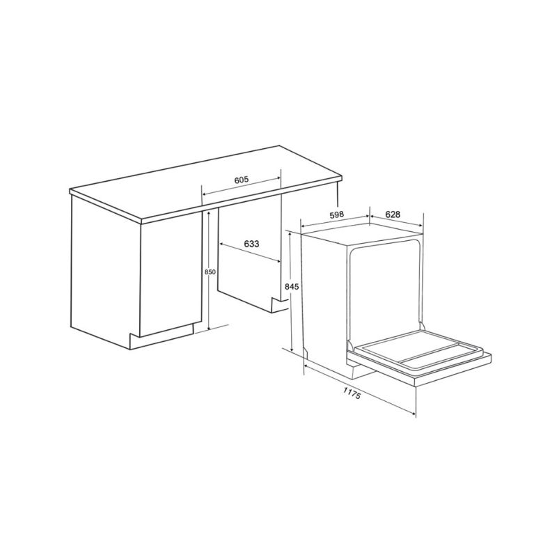 Máy rửa bát Spelier SP 15 DW-B/HA 4 Kích thước Máy rửa bát Spelier SP 15 DW-B/HA