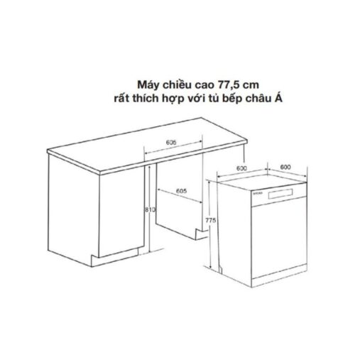 Kích thước Máy rửa bát Spelier SP 775DW-S