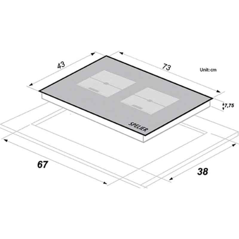 Bếp từ đôi Spelier SPE IC 1188 SE lắp âm 4 Kích thước bếp từ đôi Spelier SPE IC 1188 SE lắp âm