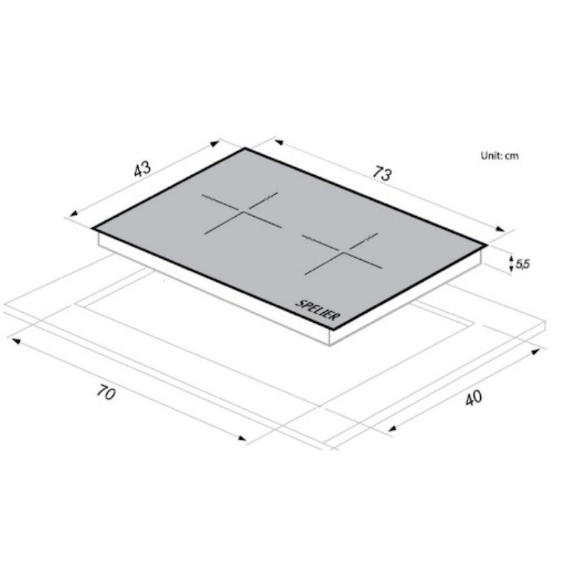 Bếp từ đôi Spelier SPM 866i PLUS lắp âm 4 Kích thước bếp từ đôi Spelier SPM 866i PLUS lắp âm