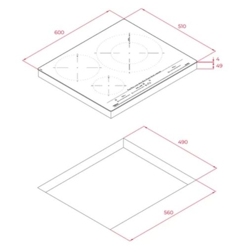 Bếp từ 3 vùng nấu Teka IZC 63632 MST 112510011 5 kich thuoc bep tu 3 vung nau teka izc 63632 mst 112510011
