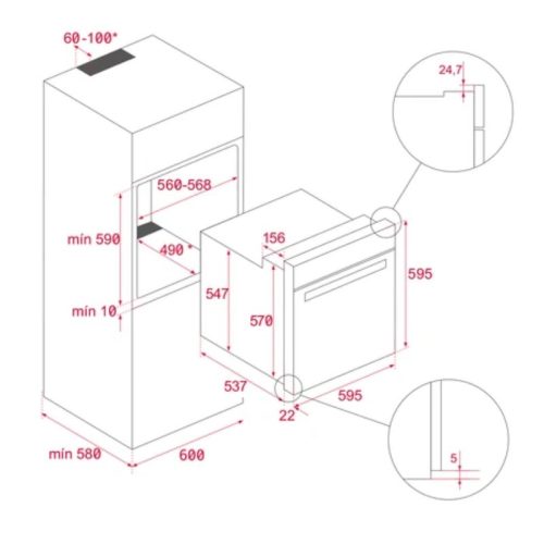 Kích thước lò nướng điện TEKA IOVEN 41560160