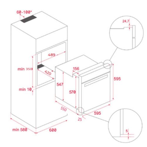 Lò nướng điện TEKA HCB 6370 SS 111020100 2 Kích thước lò nướng đối lưu TEKA HCB 6370 SS 111020100