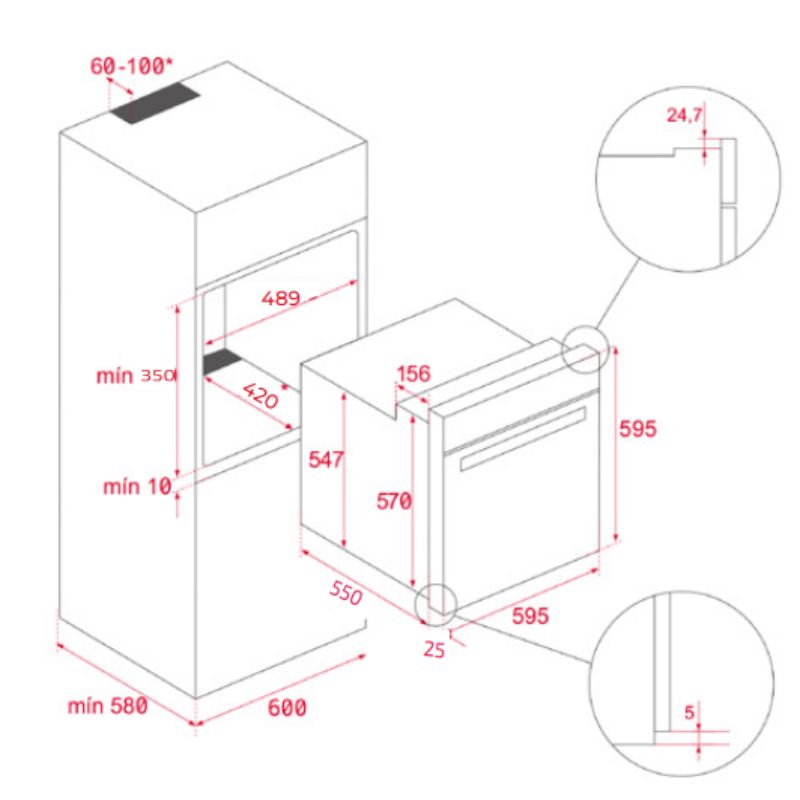Kích thước lò nướng đối lưu TEKA HCB 6370 SS 111020100 Kích thước lò nướng đối lưu TEKA HCB 6370 SS 111020100