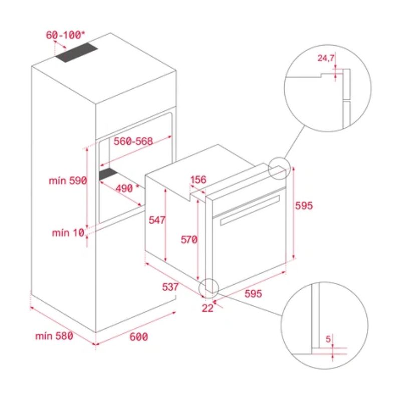 Kích thước lò nướng TEKA HLB 8415 BK 111000052 Kích thước lò nướng TEKA HLB 8415 BK 111000052