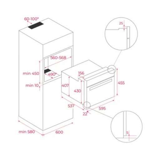 Kích thước lò nướng TEKA HLC 8406 BK AirFry 111130011