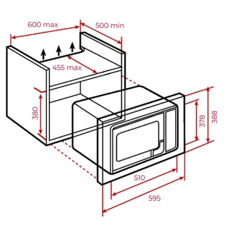 Kích thước lò vi sóng Teka MWE 259 FI-BK 112000000 Kích thước lò vi sóng Teka MWE 259 FI-BK 112000000