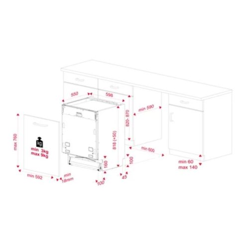 Máy rửa chén TEKA DFI 46750 220-240 50 WH 114270030 6 Kích thước máy rửa chén TEKA DFI 46750 220-240 50 WH 114270030