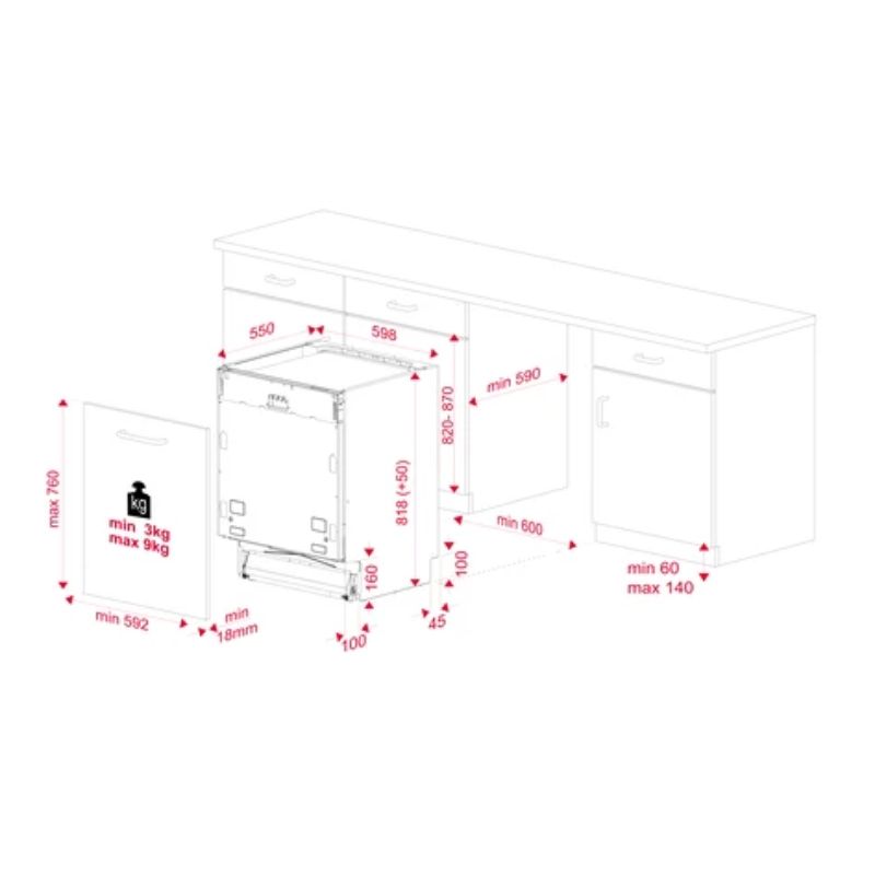 Kích thước máy rửa chén TEKA DFI 46750 220-240 50 WH 114270030 Kích thước máy rửa chén TEKA DFI 46750 220-240 50 WH 114270030