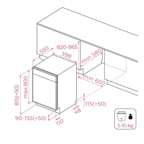 Máy rửa chén TEKA DFI 46760 114270038 6 Kích thước máy rửa chén TEKA DFI 46760 114270038