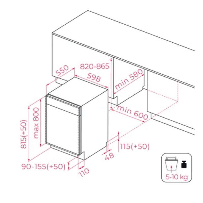 Kích thước máy rửa chén TEKA DFI 46760 114270038 Kích thước máy rửa chén TEKA DFI 46760 114270038