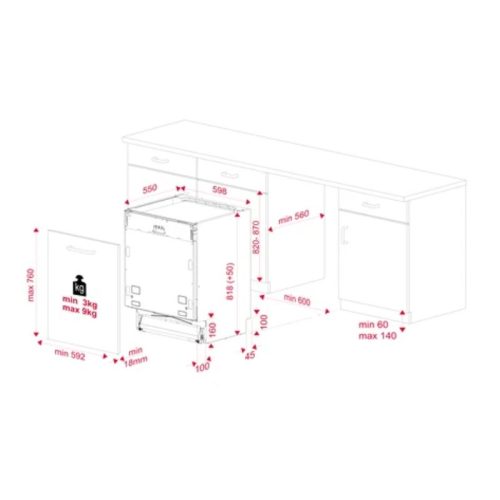 Máy rửa chén TEKA DFI 76950 220 50 WH 114260004 5 Kích thước máy rửa chén TEKA DFI 76950 220 50 WH 114260004