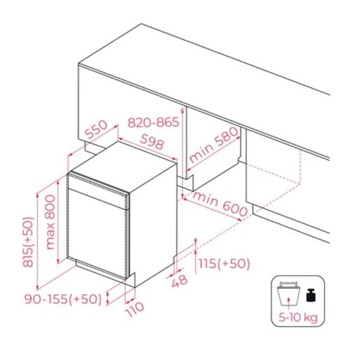 Máy rửa chén TEKA DFI 76960 114260027 5 Kích thước máy rửa chén TEKA DFI 76960 114260027