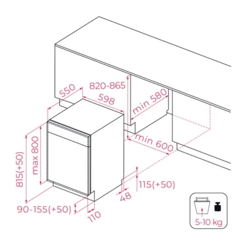 Kích thước máy rửa chén TEKA DFI 76960 114260027 Kích thước máy rửa chén TEKA DFI 76960 114260027