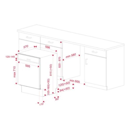 Kích thước máy rửa chén TEKA DSI 76850 SS 114260009