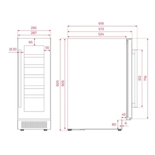 Kích thước tủ rượu TEKA RVU 10020 GBK 113610004