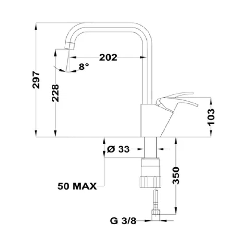 Kích thước vòi chậu rửa TEKA MTP 994 116030002 Kích thước vòi chậu rửa TEKA MTP 994 116030002