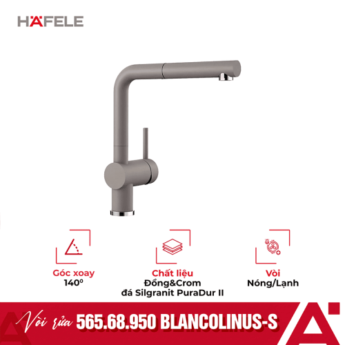 Vòi rửa chén bát Hafele Blancolinus S màu xám 565.68.950