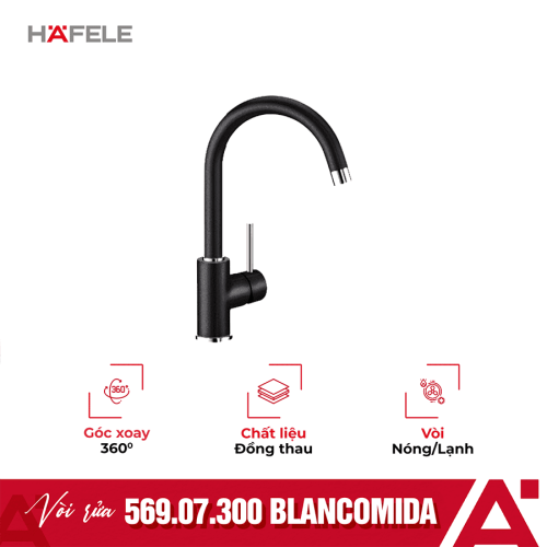 Vòi rửa chén bát Hafele Blancomida màu đen 569.07.300