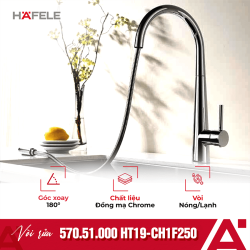 Vòi rửa bát inox Hafele HT19-CH1F250 570.51.000