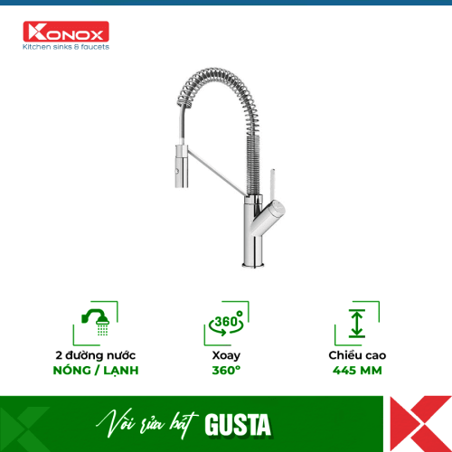 Vòi rửa bát Konox rút dây Gusta