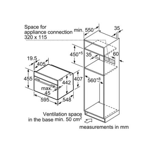 Kích thước lò nướng kết hợp vi sóng Bosch CMG656BS6B