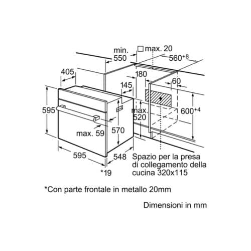 Lò nướng Bosch HBN331E4J 4 Kích thước lò nướng Bosch HBN331E4J