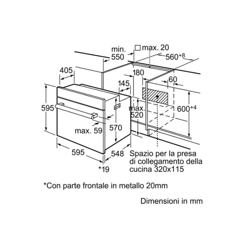 Kích thước lò nướng Bosch HBN331E4J Kích thước lò nướng Bosch HBN331E4J