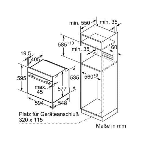 Lò nướng kết hợp hấp Bosch HSG636XS6 8 Kích thước lò nướng kết hợp hấp Bosch HSG636XS6