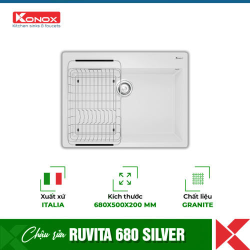 Chậu rửa bát Konox Granite Ruvita 680 Silver