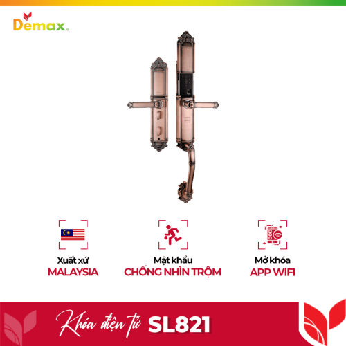 Khóa cửa điện từ Demax SL821 cho đại sảnh - biệt thự