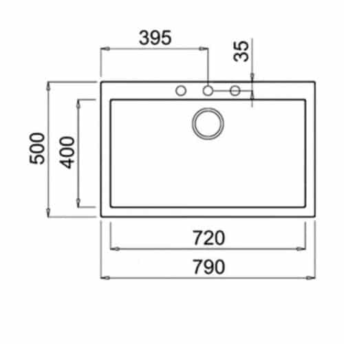 Chậu đá Teka FORSQUARE 72.40 TG 3 Kích thước của Chậu đá Teka FORSQUARE 72.40 TG