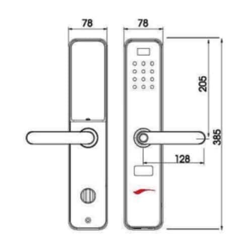 Khóa cửa điện tử Demax SL630 DG - APP WIFI 3 Kích thước của Khóa cửa điện tử Demax SL630 DG - APP WIFI