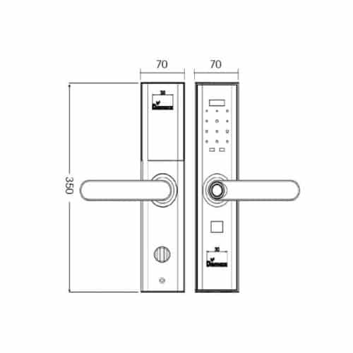 Kích thước của Khóa cửa điện tử Demax SL638 PB - APP WIFI