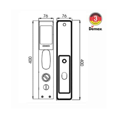 Khóa cửa điện tử Demax SL866 BN 3 Kích thước của Khóa cửa điện tử Demax SL866 BN