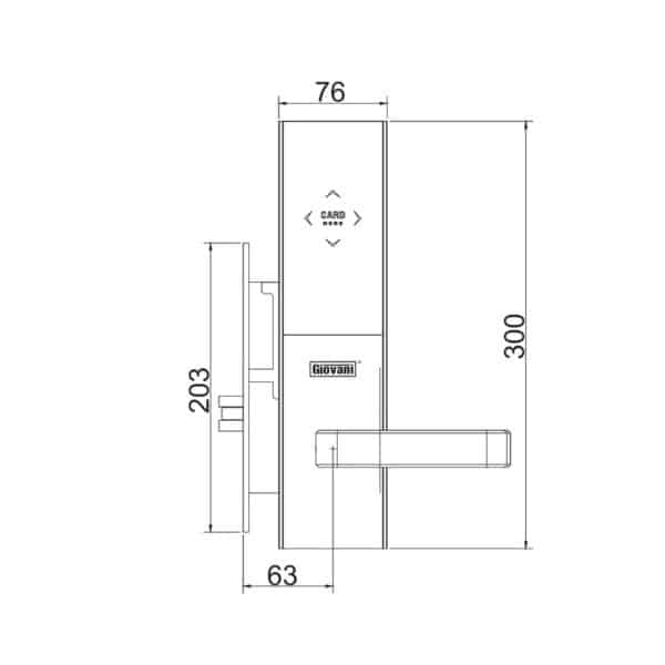 Kích thước của Khóa điện tử thông minh Giovani GSL-117C99 Kích thước của Khóa điện tử thông minh Giovani GSL-117C99