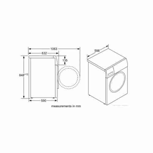 Máy sấy quần áo Bosch WAW28440SG 4 Kích thước máy sấy quần áo Bosch WAW28440SG