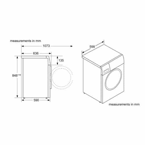 Máy giặt quần áo Bosch WGG254A0SG 6 Kích thước máy giặt quần áo Bosch WGG254A0SG