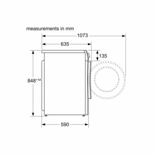 Máy giặt kết hợp sấy quần áo Bosch WNA14400SG 6 Kích thước máy giặt kết hợp sấy quần áo Bosch WNA14400SG