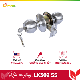 Khóa cửa phòng tay nắm tròn Demax LK302 SS
