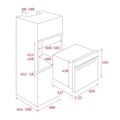 Lò nướng kết hợp vi sóng Teka HLC 844 C BK-SS 4 Kích thước của Lò nướng kết hợp vi sóng Teka HLC 844 C BK-SS