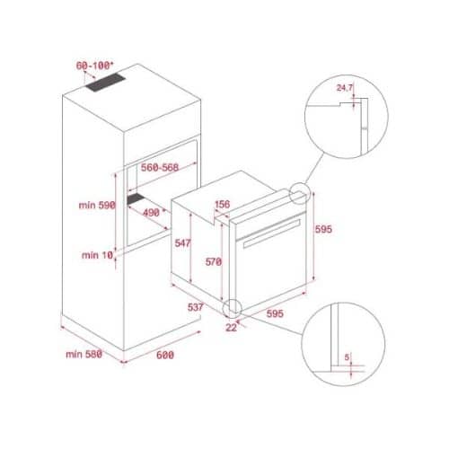 Lò nướng Teka HCB 6525 4 Kích thước của Lò nướng Teka HCB 6525