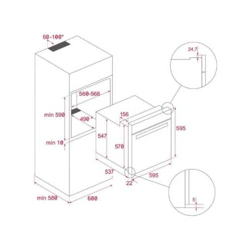 Lò nướng Teka HCB 6545 4 Kích thước của Lò nướng Teka HCB 6545