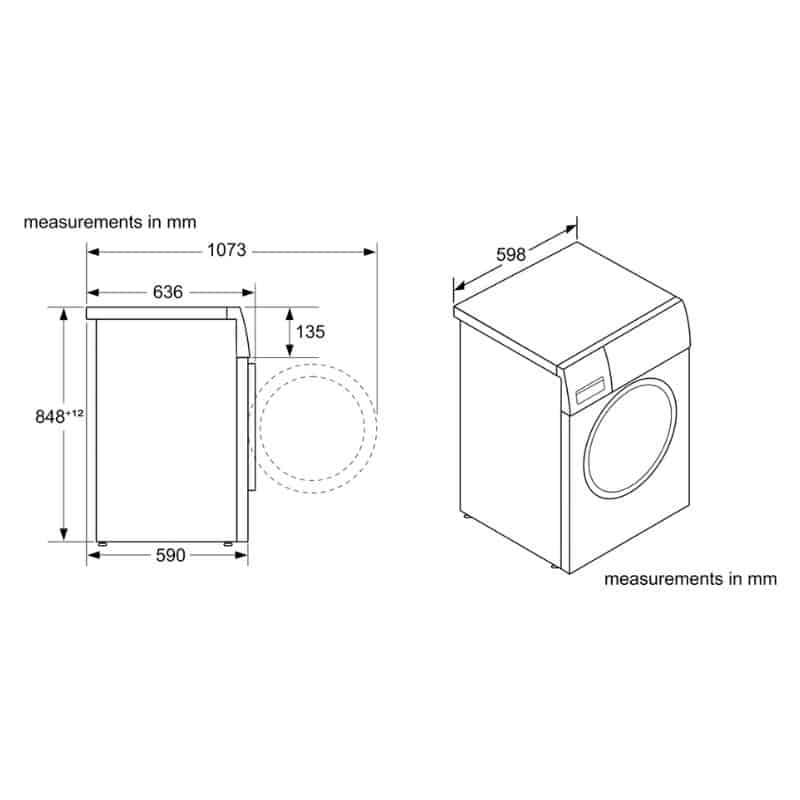 Kích thước máy giặt quần áo Bosch WGG234E0SG Kích thước máy giặt quần áo Bosch WGG234E0SG